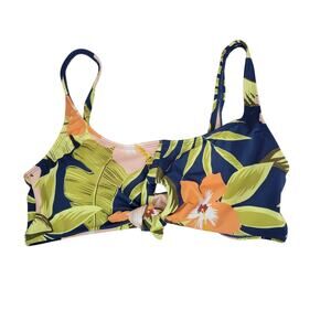 Beach Betty by miracle brands Large blue green Hawaiian print bikini swim top